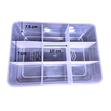 Load image into Gallery viewer, Multipurpose Plastic Storage Box Organizer Pack of 1 with Fix dividers 9 Grids Transparent For Multi use at home, office, shop etc Size 308 X 220 X 75 mm