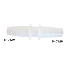 Load image into Gallery viewer, Straight Connectors Tapered for tubbing with an ID of 5 mm - 7 mm, Straight Tubing Connector Polypropylene male to male tube connector Medical grade (Pack of 1)