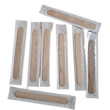 Load image into Gallery viewer, Sterile Disposable Wood Spatula or Tongue Depressor Use Dental clinics, Skin Care Waxing, Hair Removal Wooden Sticks, Toiletry Kit Spatula Pack of 10