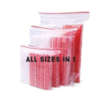 Load image into Gallery viewer, Ziplock Pouches/Zipper Bags/Airtight ziplock Bags Clear Multi Sizes Reusable/Resealable 3 x 4 inch, 4 x 5 inch, 5 x 6 inch More than 51 micron bags (Pack of 75, 25 pieces each size)