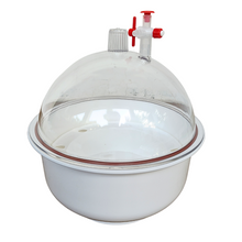 Load image into Gallery viewer, Desiccator Vaccum PP/PC 250 mm Pack of 1 Dome shape, 9.2 ltr Poly carbonate Cover and Polypropylene body