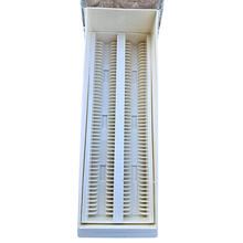 Load image into Gallery viewer, Microscope Slide Storage Box with Removable Tray | Slide Storage Rack | ABS Material White Slide Storage Box with Hinged Lid and Removable Draining Tray, 100-Place Pack of 1 Polylab