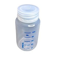 Load image into Gallery viewer, Reagent Bottle Printed Graduation Leak proof Wide Mouth with cap Capacity 125 ml Material Polypropylene For filling Liquid in Laboratory Pack of 1