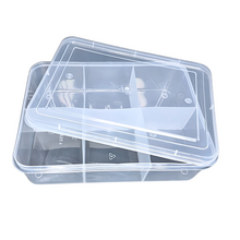 Load image into Gallery viewer, Multipurpose Plastic Storage Box Organizer Pack of 1 with Fix dividers 6 Grids Transparent For Multi use at home, office, shop etc Size 290 X 210 X 75 mm