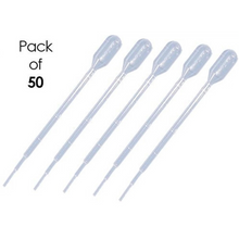 Load image into Gallery viewer, Pasteur Pipette 1 ml Transfer Graduated Pipettes, Graduated 0.5 ml Dropper, Ink Filler Transfer Tube Made In India Lab Use, 6 inch length Pack of 50