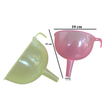 Load image into Gallery viewer, Funnel Plastic All Purpose Wide-Mouth Color Plastic Funnel Pack of 1 Food Grade And BPA Free With Mini Handle for Kitchen, Transfer Any Liquid, Oils etc. (Size: 100 mm)