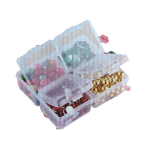 Load image into Gallery viewer, Plastic Boxes 4 in 1 (with 4 Lid) Small Plastic Boxes for Storage of Multipurpose Things Pack of 1 Transparent Square For Multi use at home, office, shop etc Size Small 10 X 8.5 X 3 mm