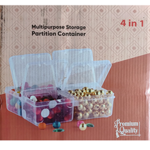 Load image into Gallery viewer, Plastic Boxes 4 in 1 (with 4 Lid) Small Plastic Boxes for Storage of Multipurpose Things Pack of 1 Transparent Square For Multi use at home, office, shop etc Size Small 10 X 8.5 X 3 mm