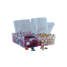 Load image into Gallery viewer, Plastic Boxes 4 in 1 (with 4 Lid) Small Plastic Boxes for Storage of Multipurpose Things Pack of 1 Transparent Square For Multi use at home, office, shop etc Size Small 10 X 8.5 X 3 mm