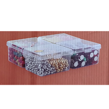 Load image into Gallery viewer, Plastic Boxes 4 in 1 (with 4 Lid) Small Plastic Boxes for Storage of Multipurpose Things Pack of 1 Transparent Square For Multi use at home, office, shop etc Size Small 10 X 8.5 X 3 mm