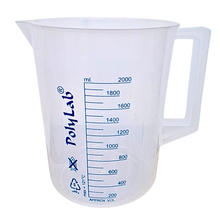 Load image into Gallery viewer, Measuring Jug Printed Plastic 2000 ml or 2 LTR Beaker with Handle, Molded in Polypropylene - Screen Printed Graduations, Spout & Handle for Easy Pouring (2000 ml, Pack of 1)