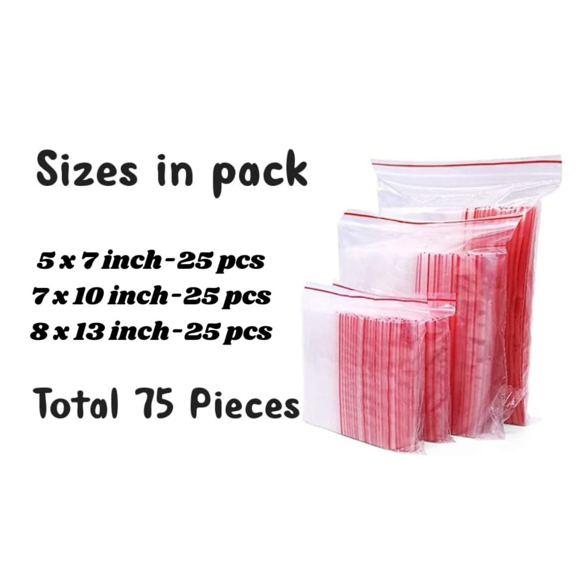 25 Pieces Resealable Vacuum Air Tight Clear LDPE Zip Lock Plastic Bag  multiple sizes to choose from