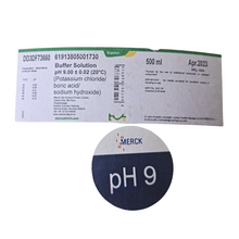 Load image into Gallery viewer, Buffer Solution pH 9 Merck | pH Liquid Calibration at 20°C as per Quality Standards (500 ML) | Digital Calibration Solution Brand: AANIJ
