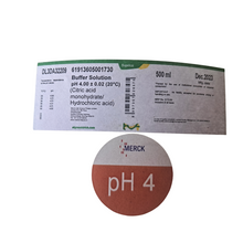 Load image into Gallery viewer, Buffer Solution pH 4 Merck | pH Liquid Calibration at 20°C as per Quality Standards (500 ML) | Digital Calibration Solution