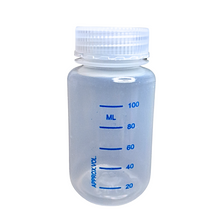 Load image into Gallery viewer, Reagent Bottle Printed Graduation Leak proof Wide Mouth with cap Capacity 125 ml Material Polypropylene For filling Liquid in Laboratory Pack of 1