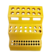 Load image into Gallery viewer, Micro Tube Rack Polypropylene mold 3 Step Interlocking for 0.2 ml, 0.5 ml, 1.5 ml and 2 ml MCTs (Pink, Blue, Yellow Pack of 3)