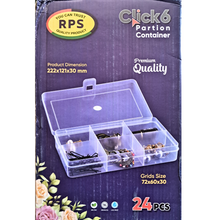 Load image into Gallery viewer, Multi purpose Storage Box or Organizer Rectangular Storage Box with Fix dividers 6 Grids Transparent Pack of 1