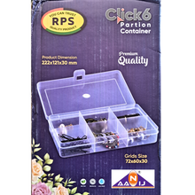 Load image into Gallery viewer, Multi purpose Storage Box or Organizer Rectangular Storage Box with Fix dividers 6 Grids Transparent Pack of 1