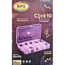 Load image into Gallery viewer, Multi purpose Storage Box or Organizer Rectangular Storage Box with Fix dividers 10 Grids Transparent Pack of 1