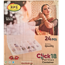 Load image into Gallery viewer, Multi purpose Storage Box or Organizer Rectangular Storage Box with Fix dividers 18 Grids Transparent Pack of 1