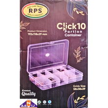 Load image into Gallery viewer, Multi purpose Storage Box or Organizer Rectangular Storage Box with Fix dividers 10 Grids Transparent Pack of 1