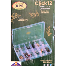 Load image into Gallery viewer, Multi purpose Storage Box or Organizer Rectangular Storage Box with Fix dividers 12 Grids Transparent Pack of 1