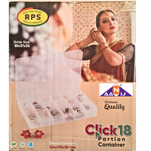 Load image into Gallery viewer, Multi purpose Storage Box or Organizer Rectangular Storage Box with Fix dividers 18 Grids Transparent Pack of 1