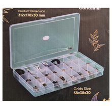 Load image into Gallery viewer, Multi purpose Storage Box or Organizer Rectangular Storage Box with Fix dividers 24 Grids Transparent Pack of 1