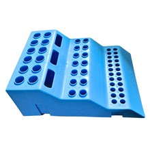 Load image into Gallery viewer, Micro Tube Rack Polypropylene mold 3 Step Interlocking for 0.2 ml, 0.5 ml, 1.5 ml and 2 ml MCTs (Pink, Blue, Yellow Pack of 3)