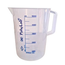 Load image into Gallery viewer, Measuring Jug Printed Plastic 5000 ml or 5 Ltr Beaker with Handle, Molded in Polypropylene - Screen Printed Graduations, Spout & Handle for Easy Pouring (5000 ml, Pack of 1)