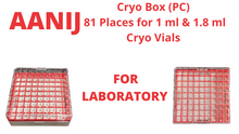 Load image into Gallery viewer, Cryo Box Polycarbonate Freezer Boxes, Vial Rack, Freezer Storage, 9 x 9 Array, 81 Place, 130mm Length x 130mm Width x 52mm Height. Fit for 1 ml, 1.8 ml and 2 ml Cryo Vials (Pack of One)