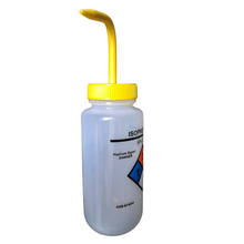 Load image into Gallery viewer, Safety Vented LABELLED ISOPROPANOL LDPE made Wide mouth wash bottle Printed-Four color 500ml (16oz) Yellow Polypropylene Cap (Pack of 1)