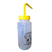 Load image into Gallery viewer, Safety Vented LABELLED SODIUM HYPOCHLORITE made Wide mouth wash bottle Printed-Four color 500ml (16oz) Yellow Polypropylene Cap (Pack of 1)