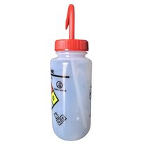 Load image into Gallery viewer, Safety Vented LABELLED ACETONE LDPE made Wide mouth wash bottle Printed-Four color 500ml (16oz) Yellow Polypropylene Cap (Pack of 1)