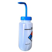 Load image into Gallery viewer, Safety Vented LABELLED WATER LDPE made Wide mouth wash bottle Printed-Four color 500ml (16oz) Blue Polypropylene Cap (Pack of 1)
