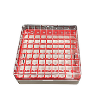 Load image into Gallery viewer, Cryo Box Polycarbonate Freezer Boxes, Vial Rack, Freezer Storage, 9 x 9 Array, 81 Place, 130mm Length x 130mm Width x 52mm Height. Fit for 1 ml, 1.8 ml and 2 ml Cryo Vials (Pack of One)