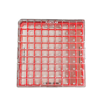 Load image into Gallery viewer, Cryo Box Polycarbonate Freezer Boxes, Vial Rack, Freezer Storage, 9 x 9 Array, 81 Place, 130mm Length x 130mm Width x 52mm Height. Fit for 1 ml, 1.8 ml and 2 ml Cryo Vials (Pack of One)