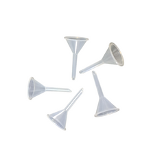 Load image into Gallery viewer, Analytic funnel long stem 35 mm PP Plastic  Mini Funnels for Bottle Filling, Perfumes, Essential Oils, Science Laboratory Chemicals, Arts & Crafts Supplies (Pack Of 5 Pcs, Mini Funnels)