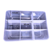 Load image into Gallery viewer, Multipurpose Plastic Storage Box Organizer Pack of 1 with Fix dividers 9 Grids Transparent For Multi use at home, office, shop etc Size 308 X 220 X 75 mm
