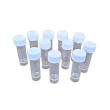 Load image into Gallery viewer, Sample collection vials or media transport tube 5 ml Pack of 10 non sterile plastic lab sample storage vial with screw cap | leak proof PP vial for chemical, biological &amp; diagnostic use
