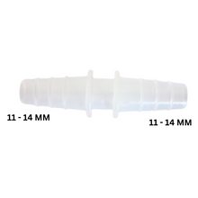 Load image into Gallery viewer, Straight Connectors Tapered for tubbing with an ID of 11 mm - 14 mm, Straight Tubing Connector Polypropylene male to male tube connector Medical grade (Pack of 1)
