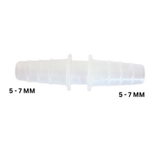 Load image into Gallery viewer, Straight Connectors Tapered for tubbing with an ID of 5 mm - 7 mm, Straight Tubing Connector Polypropylene male to male tube connector Medical grade (Pack of 1)
