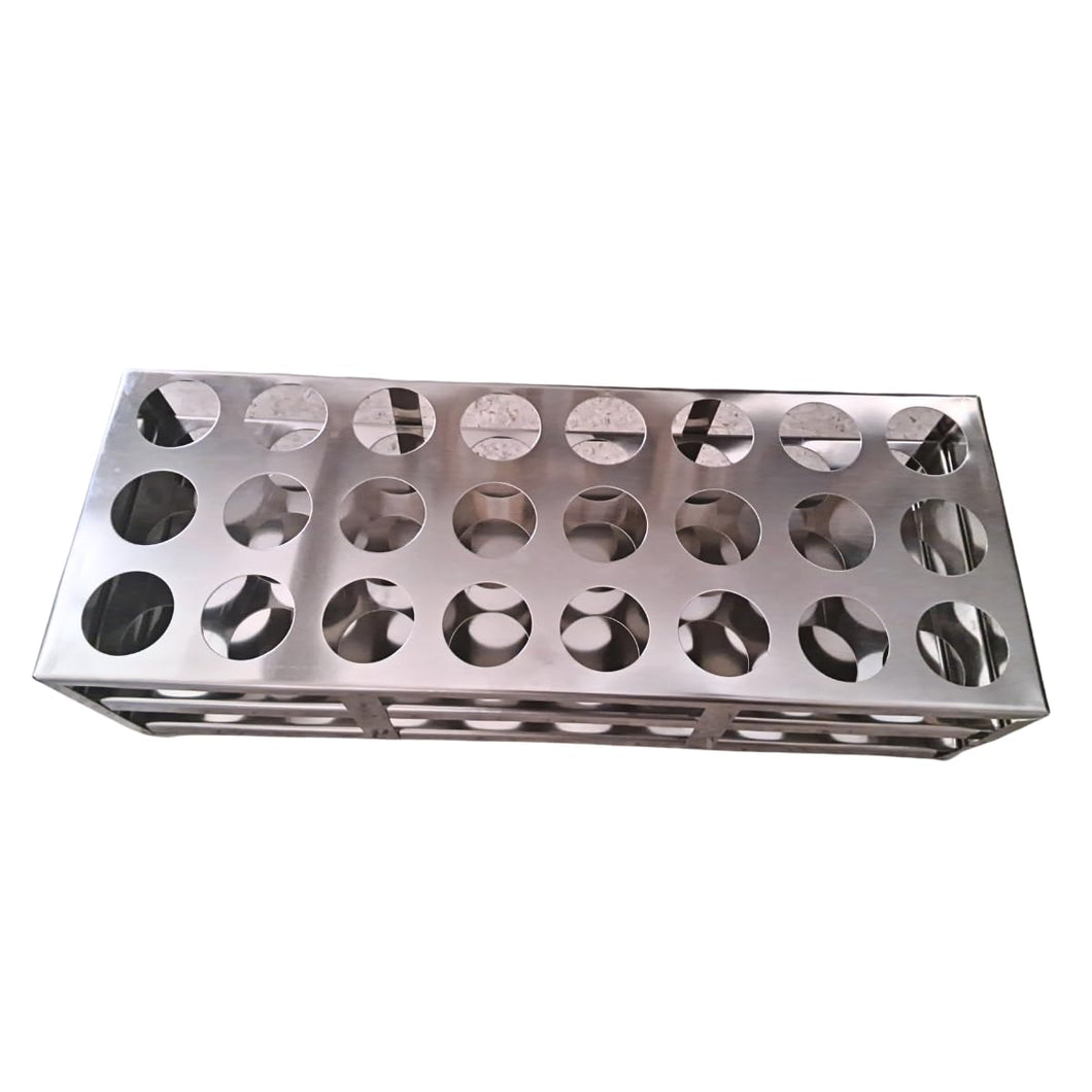 Test Tube Stand Stainless Steel 304 grade, Size 40 mm × 24 Holes Test Tube rack for Laboratory Pack of 1