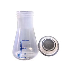 Load image into Gallery viewer, Conical Flask with Stopper 100 ml Plastic Transparent Multi-purpose Flask for Chemistry Lab Experiments Pack of 1

