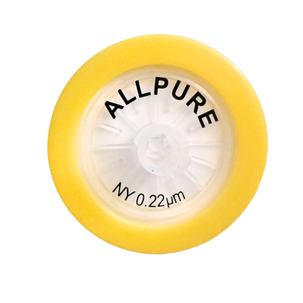 All pure Syringe Filter Hydrophobic Nylon Membrane Disc, 0.22 μm Porosity 25mm Diameter, PP Housing, Non-Sterile Pack of 100