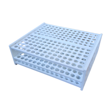 Load image into Gallery viewer, Test Tube Rack 16 mm × 120 Tubes | Polypropylene (PP) Laboratory Test Tube Stand | High Capacity Chemical Resistant &amp; Autoclavable Plastic Tube Holder for Lab, College &amp; Research Use
