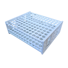Load image into Gallery viewer, Test Tube Rack 20 mm × 80 Tubes Pack of 1 | Polypropylene (PP) Laboratory Test Tube Stand | Chemical Resistant &amp; Autoclavable Plastic Tube Holder for School, College &amp; Lab Use
