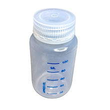 Load image into Gallery viewer, Reagent Bottle Printed Graduation Leak proof Wide Mouth with cap Capacity 125 ml Material Polypropylene For filling Liquid in Laboratory Pack of 1
