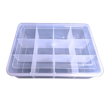 Load image into Gallery viewer, Multipurpose Plastic Storage Box Organizer Pack of 1 with Fix dividers 12 Grids Transparent For Multi use at home, office, shop etc Size 328 X 238 X 87 mm
