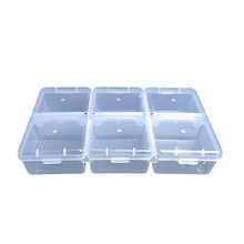 Load image into Gallery viewer, Multipurpose Plastic Storage Box Pack of 1 Individual Lids From Outside Six Compartment Storage Box Transparent/Colour Rectangular For Multi use at home, office, shop etc Size 150 X 85 X 30 mm
